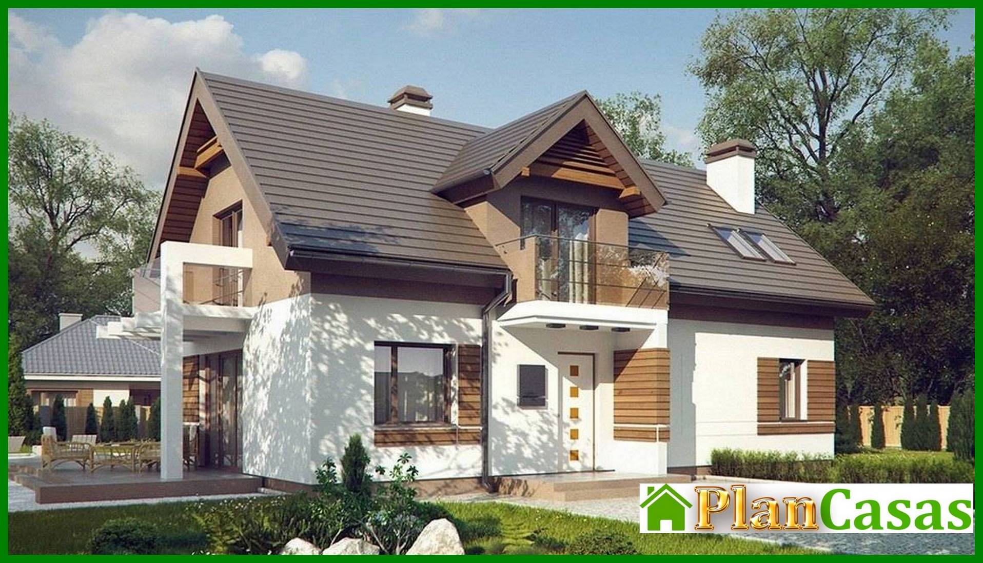 Visualization gallery - The project of a cozy beautiful cottage with an attic and an original facade