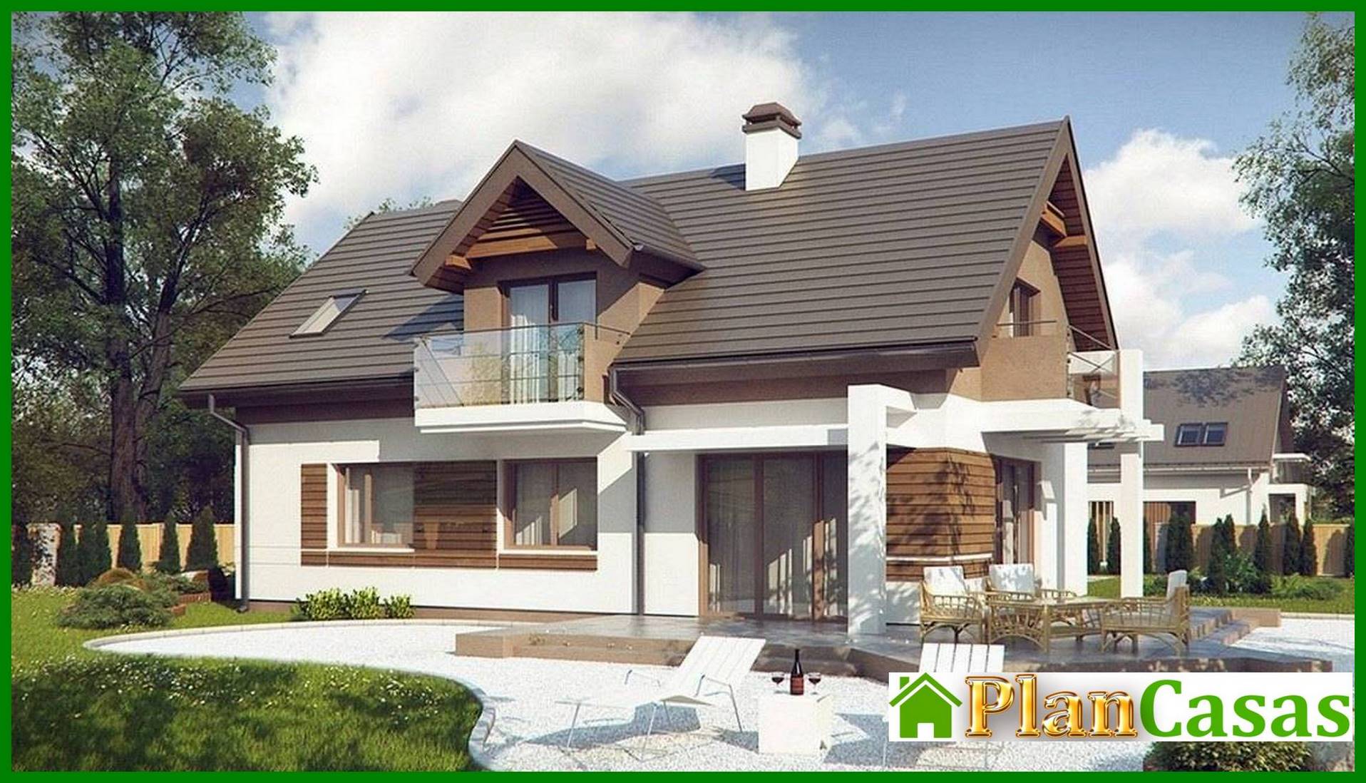 Visualization gallery - The project of a cozy beautiful cottage with an attic and an original facade