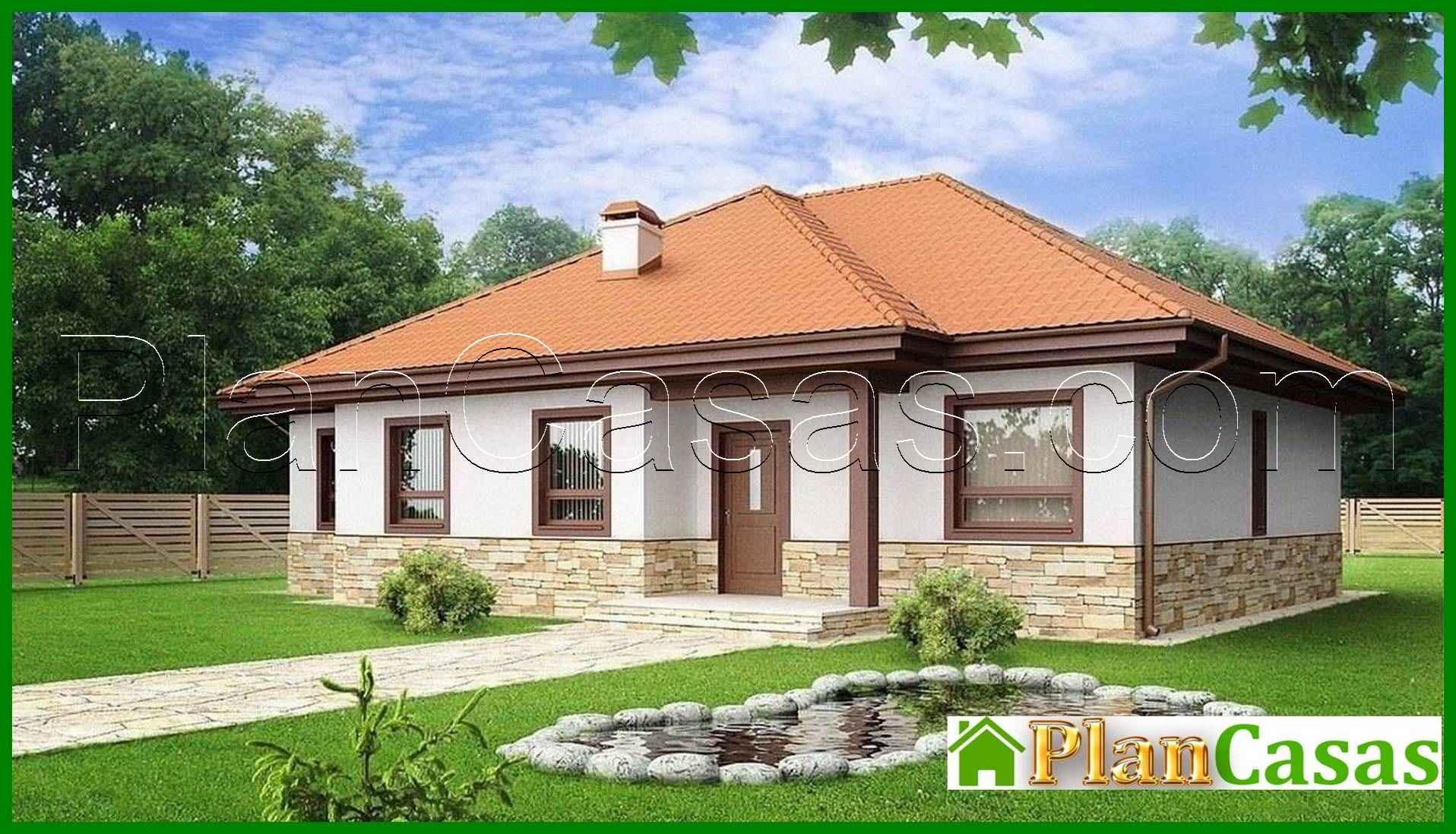 The project of a one-story house with a sloping roof house plan