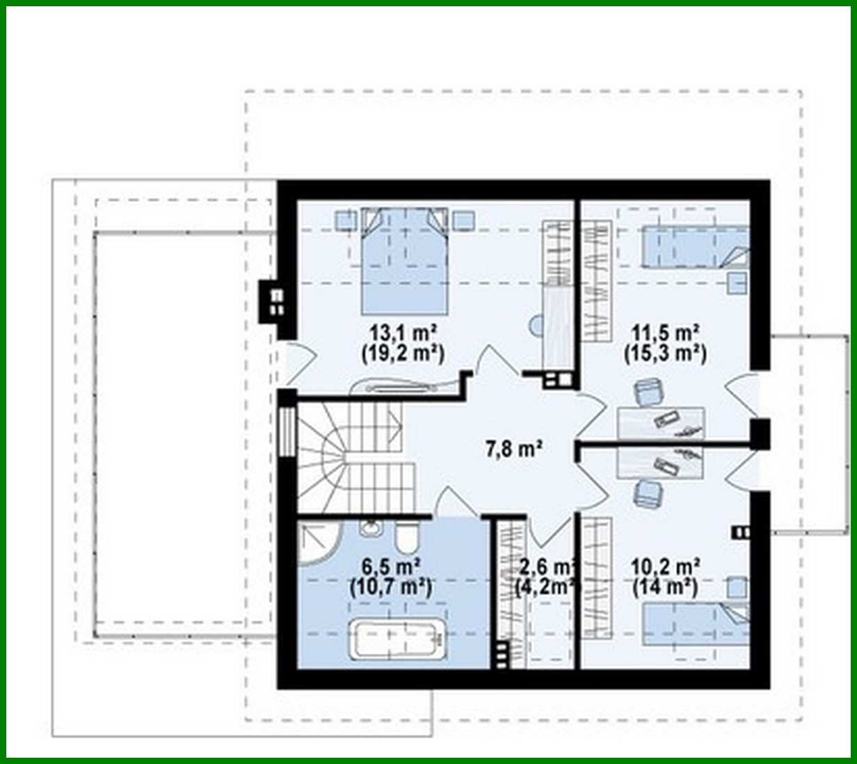 Visualization gallery - Project of a small one-story house with a terrace above the garage