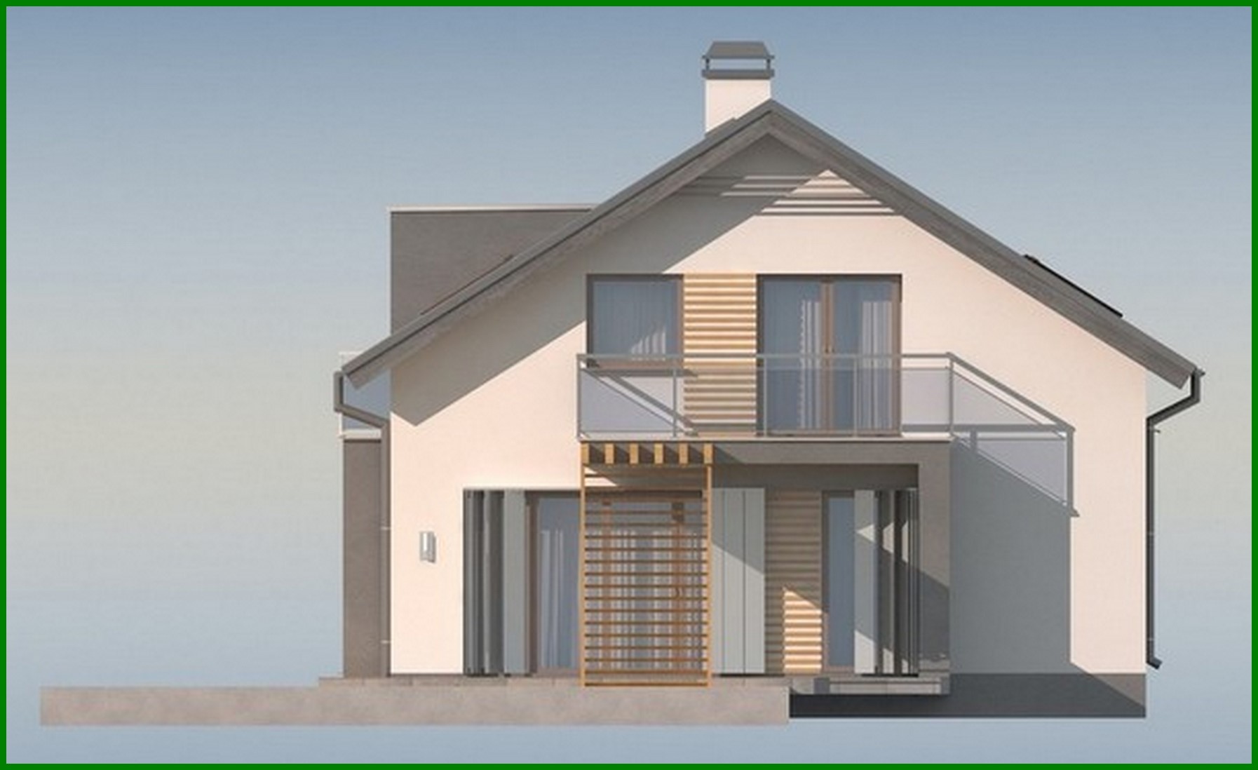 Visualization gallery - Project of a modern stylish house with a bay window and an unusual balcony