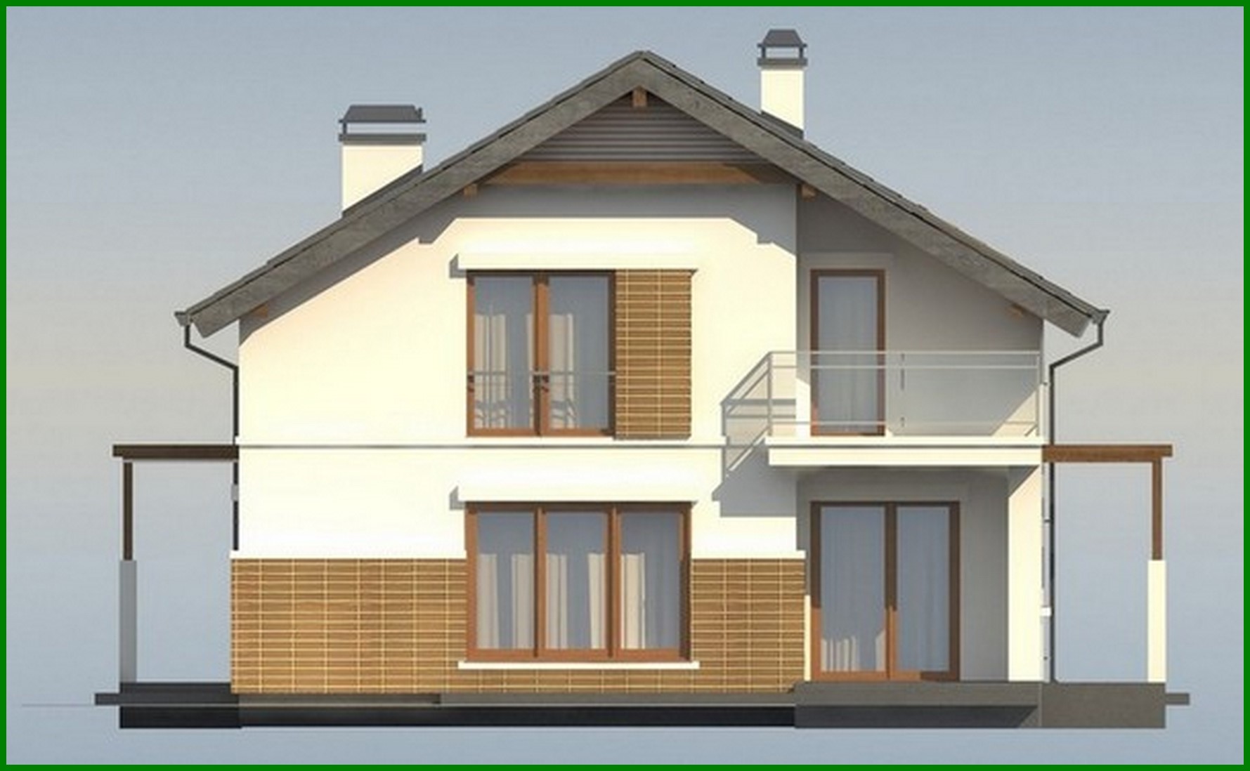 Visualization gallery - Project of a cottage with an attic, an additional room on the ground floor