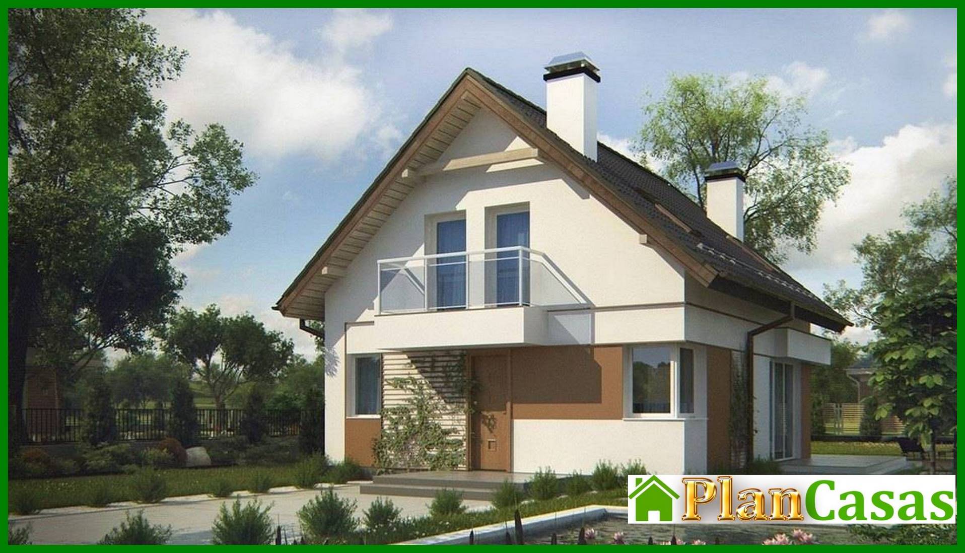 Visualization gallery - The project of a small neat country house with an attic and a gable roof