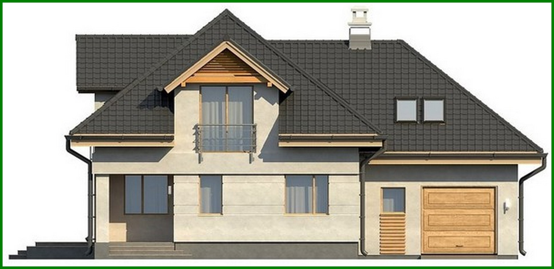 Visualization gallery - Project of a beautiful house with an attic and a garage