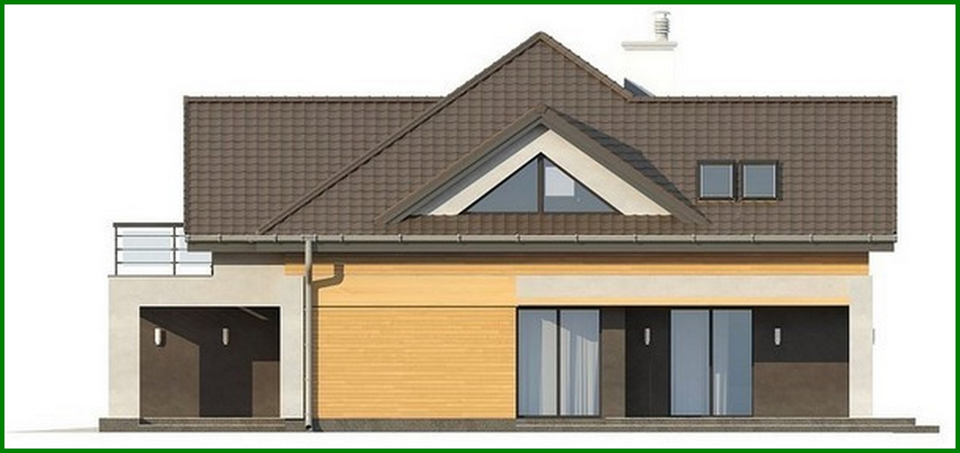 Visualization gallery - Project of a cottage with a frontal garage