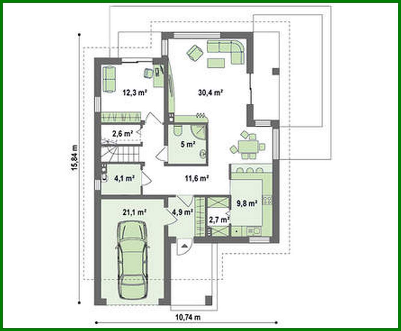 Visualization gallery - Project of a cottage with a frontal garage