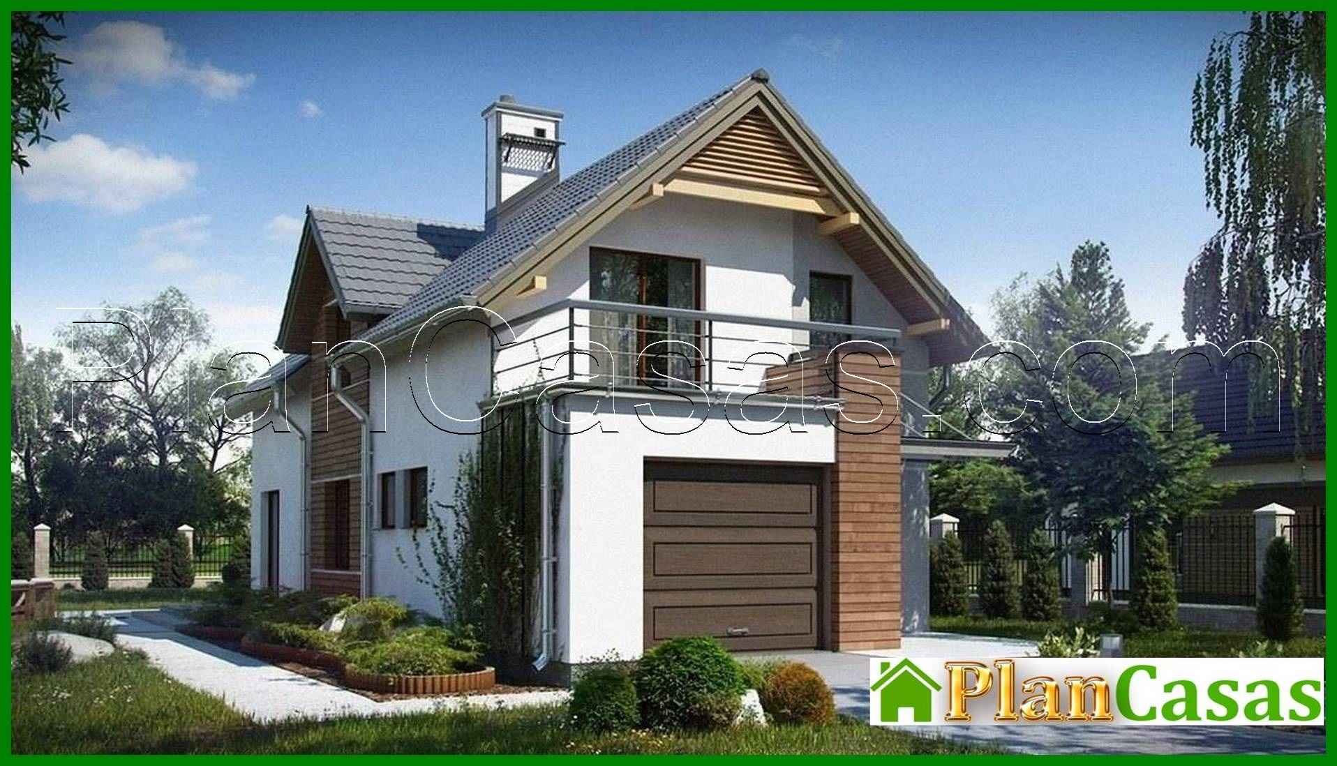 Project of a house with a garage for a narrow plot house plan