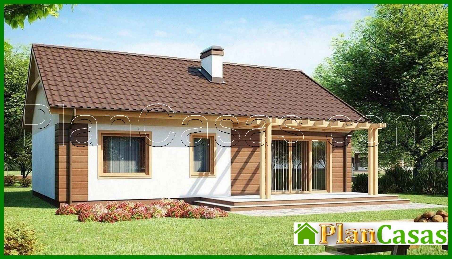 Visualization gallery - The project of a simple one-story house, made in the classical style with a gable roof