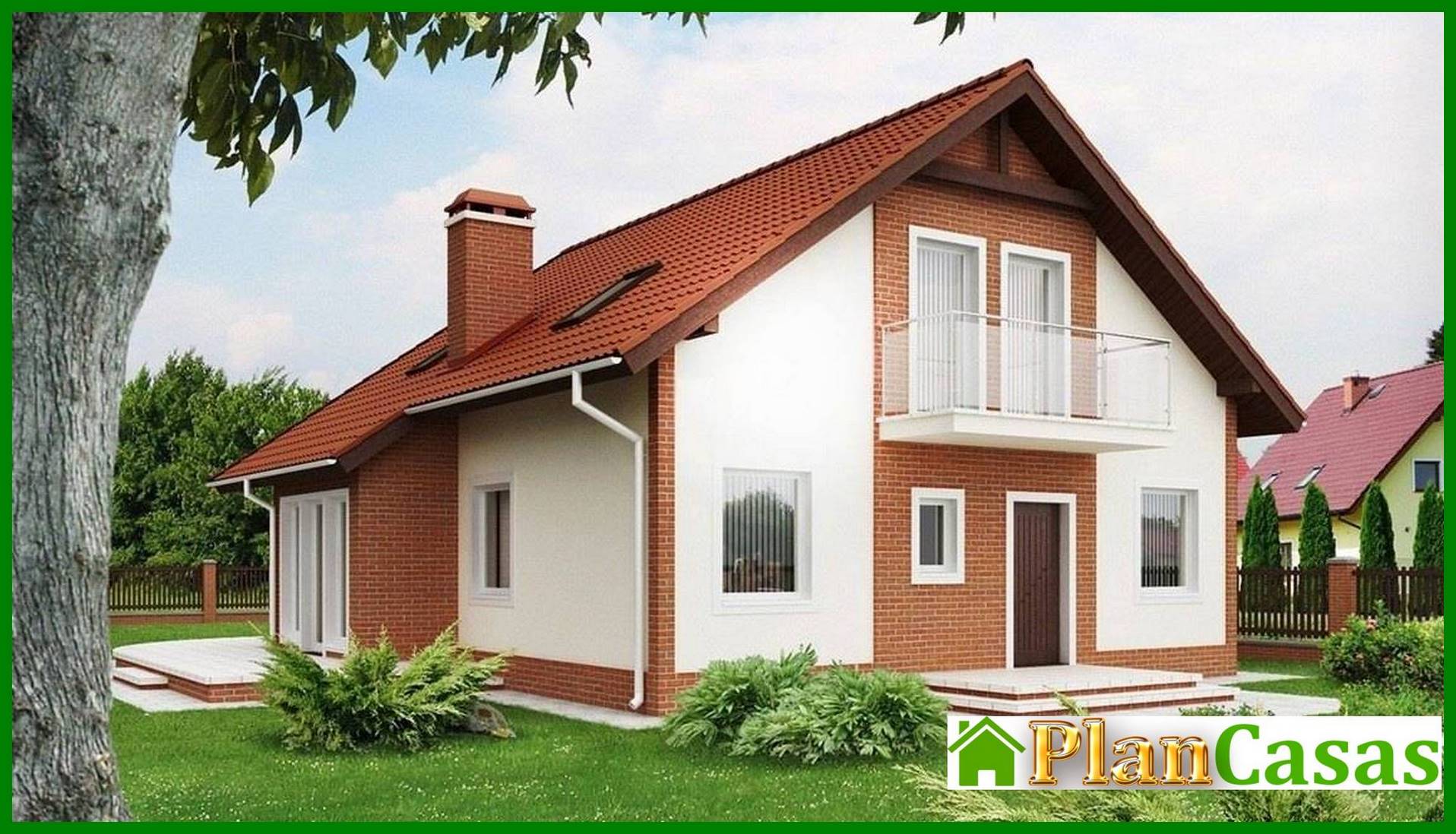 A project of a private country light cottage with an attic house plan