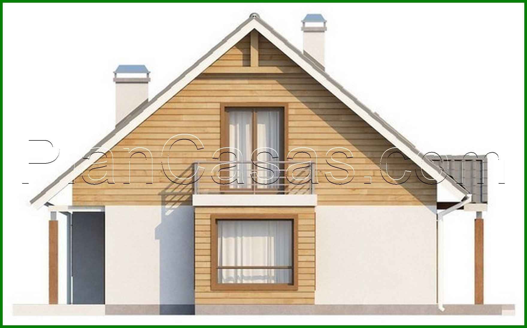 Visualization gallery - House project with an attic, bay window and balcony, stylish facade