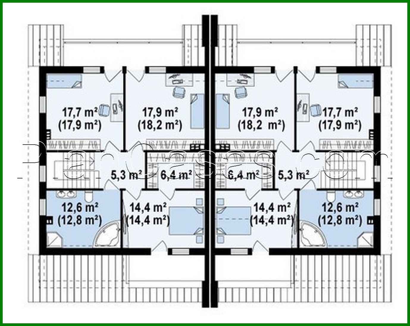 Visualization gallery - The project of a cottage for two families with a garage