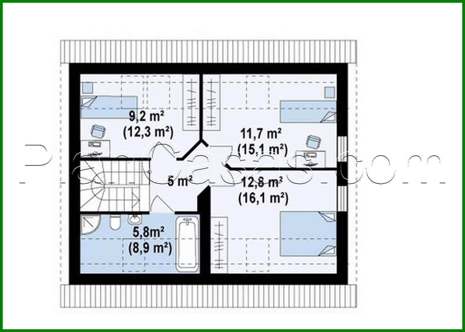 Visualization gallery - Cottage project with an attic, gable roof and wooden facade