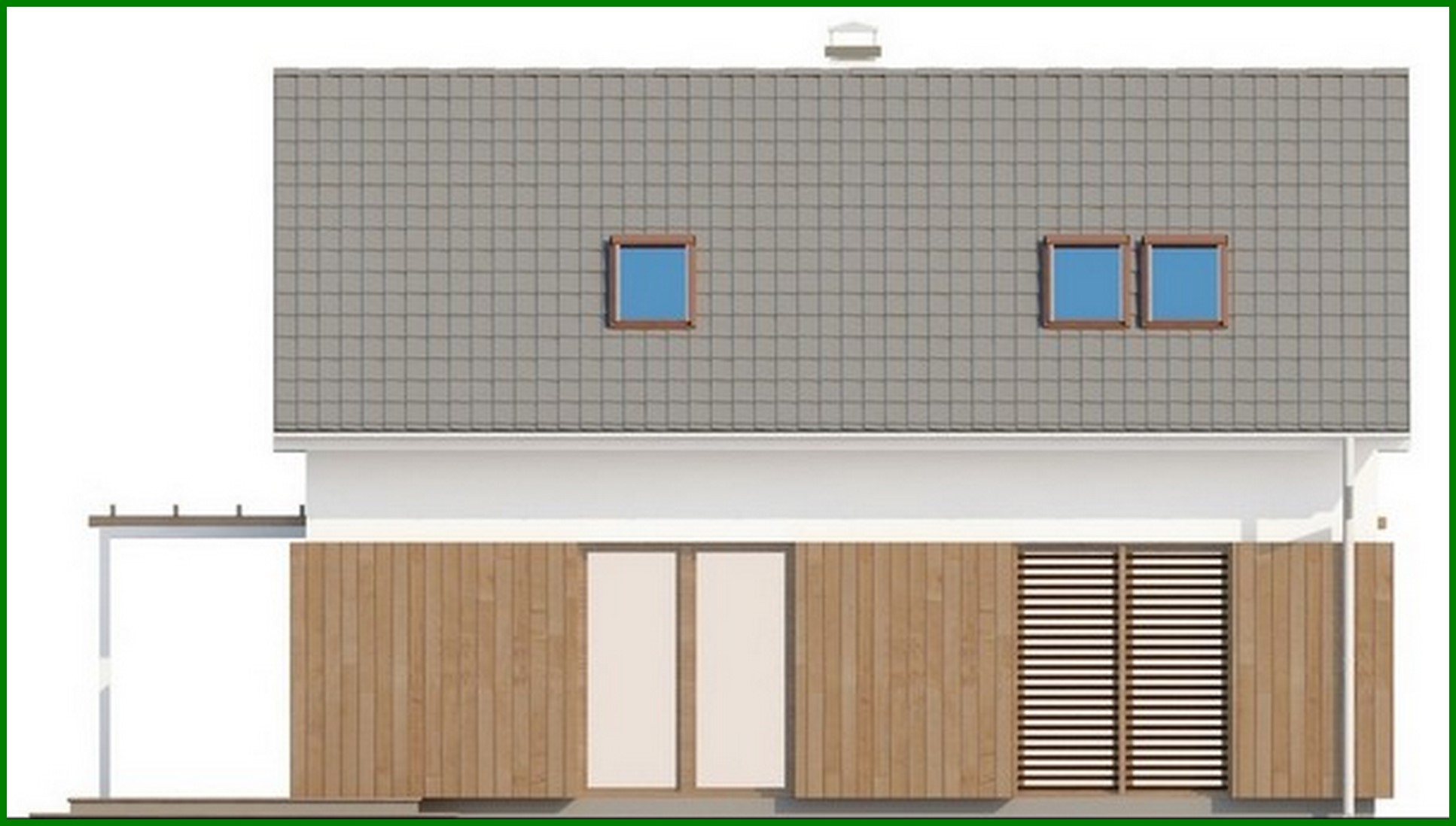 Visualization gallery - Cottage project with an attic, gable roof and wooden facade