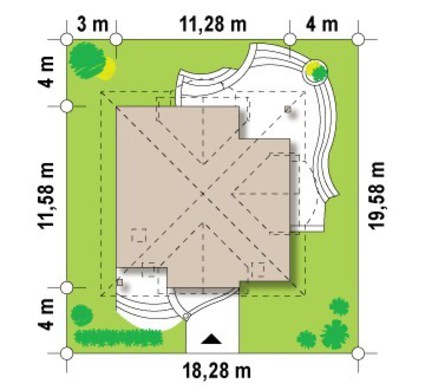 Visualization gallery - The project of a cottage with an attic and a brick facade