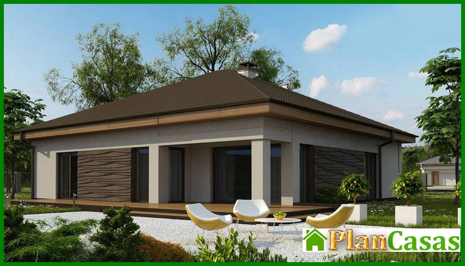 Visualization gallery - Project of a one-story house with a garage for two cars