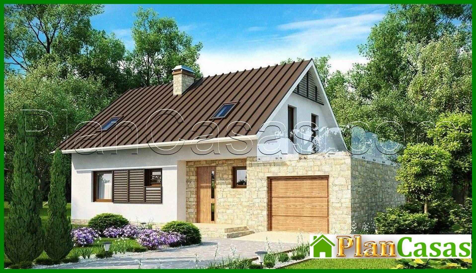 Project of a cottage with an attic, an office and a terrace above the garage house plan