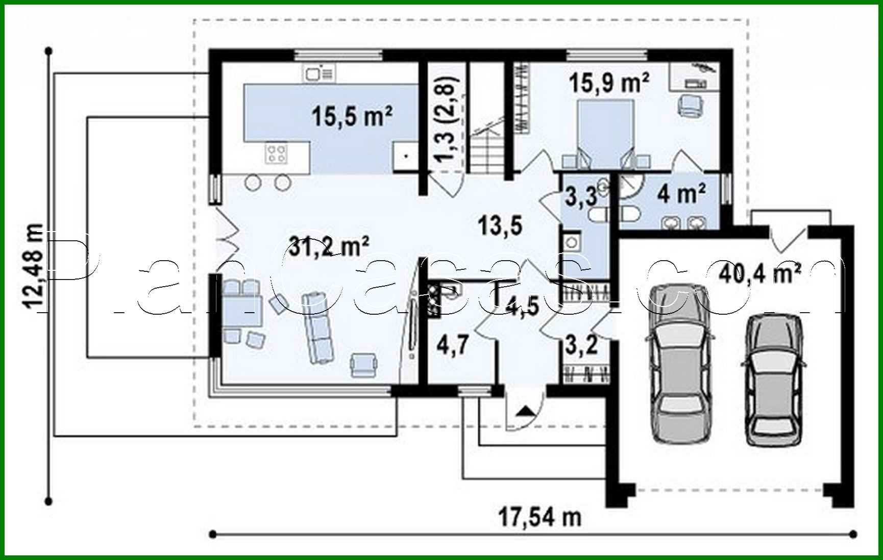 Visualization gallery - House project with an attic, a living room and a double garage