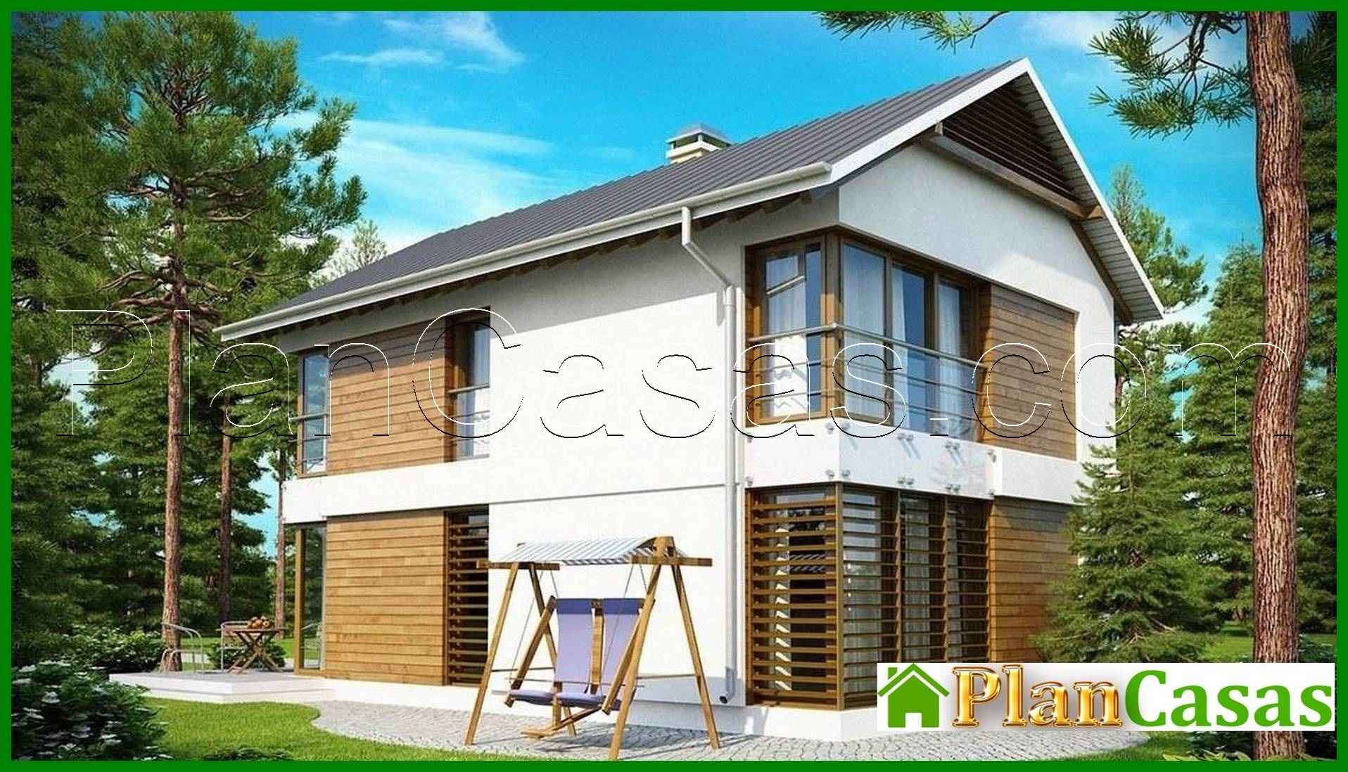 Two-story cottage for a narrow plot house plan