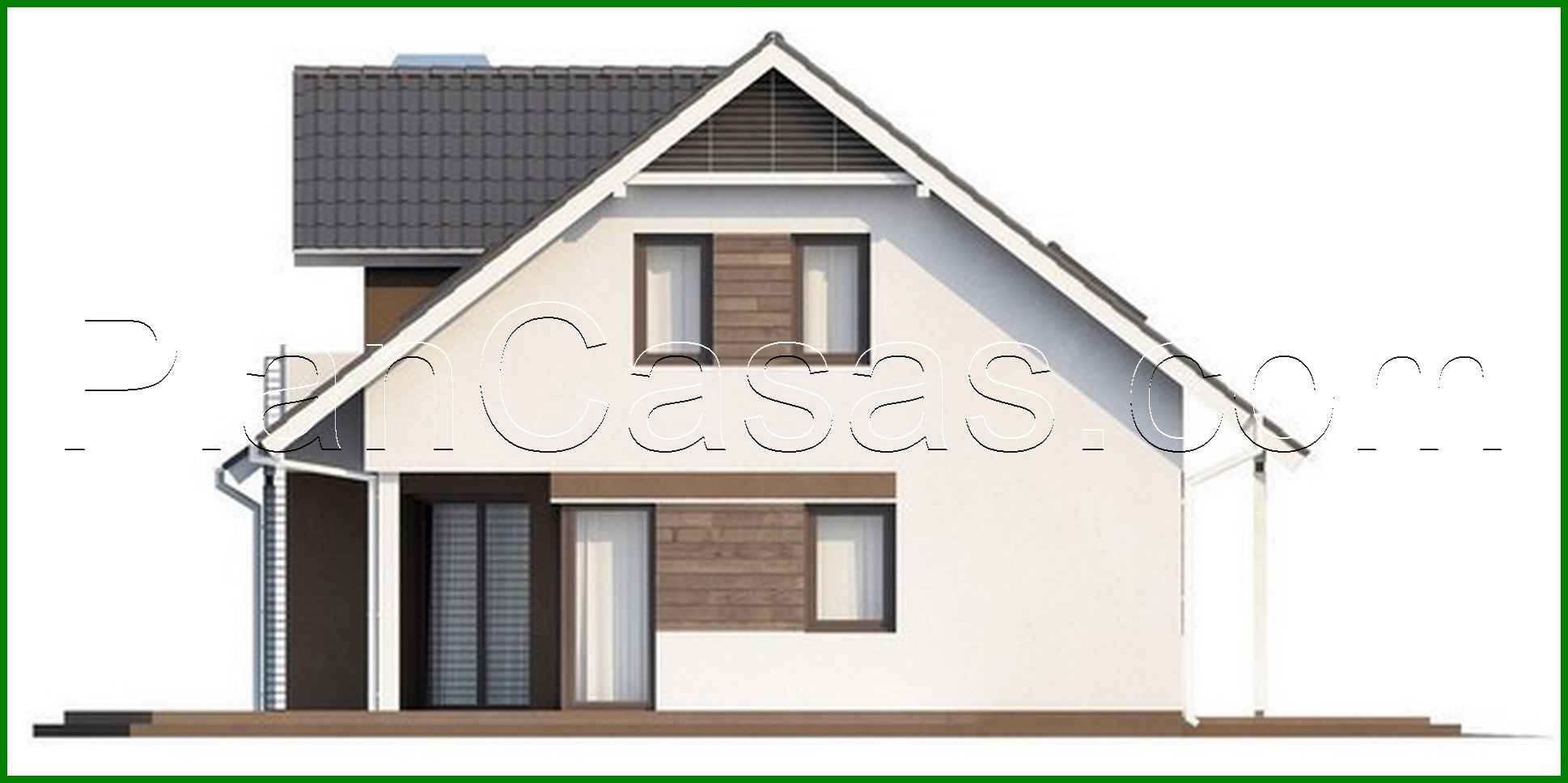 Visualization gallery - Cottage project with built-in garage, corner terrace and study