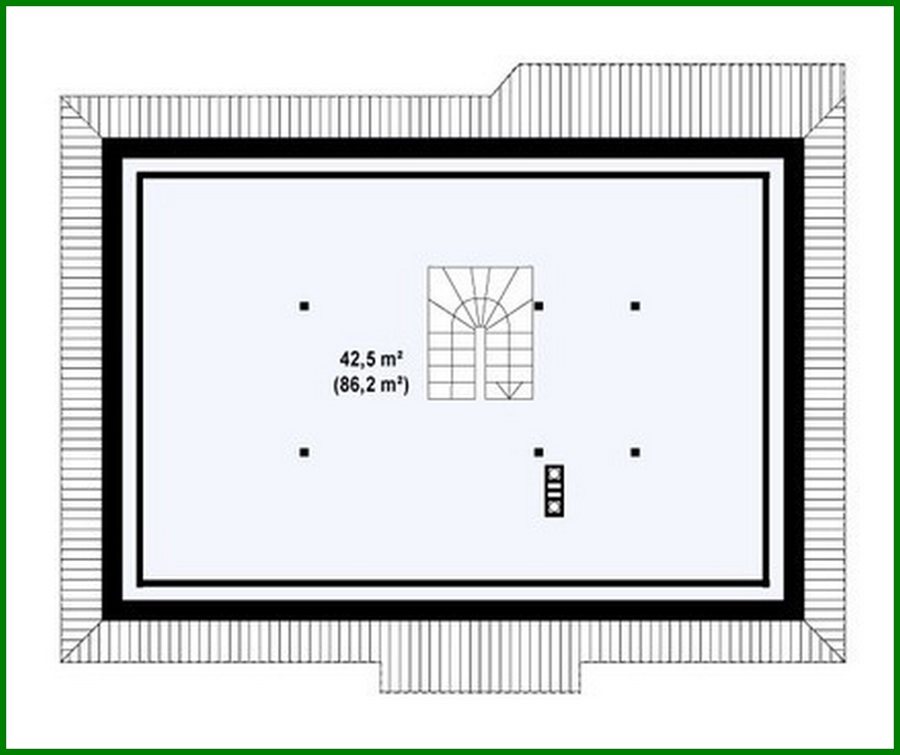 Visualization gallery - One-storey cottage project with a traditional-style attic