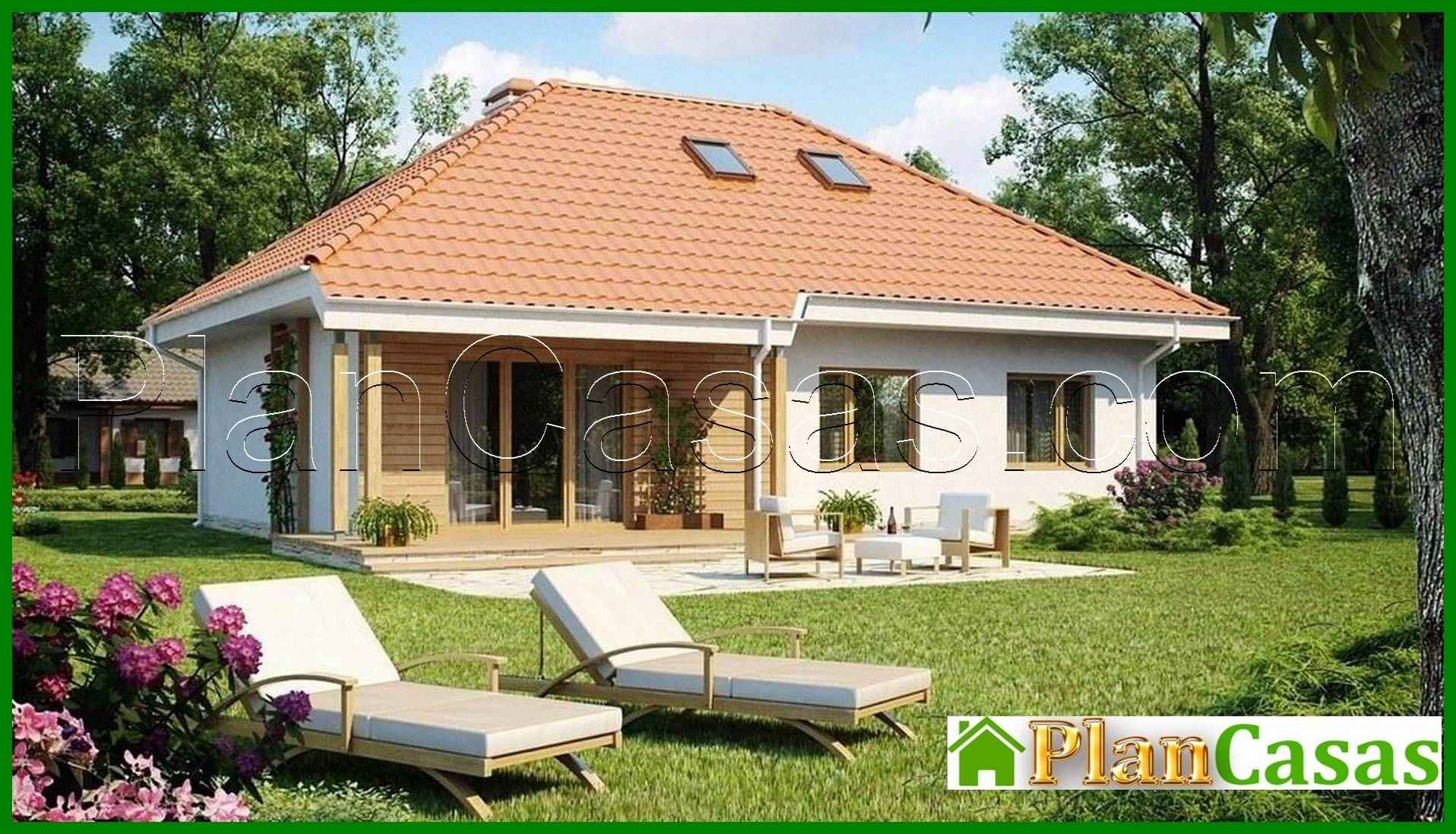 One-storey cottage project with a traditional-style attic house plan