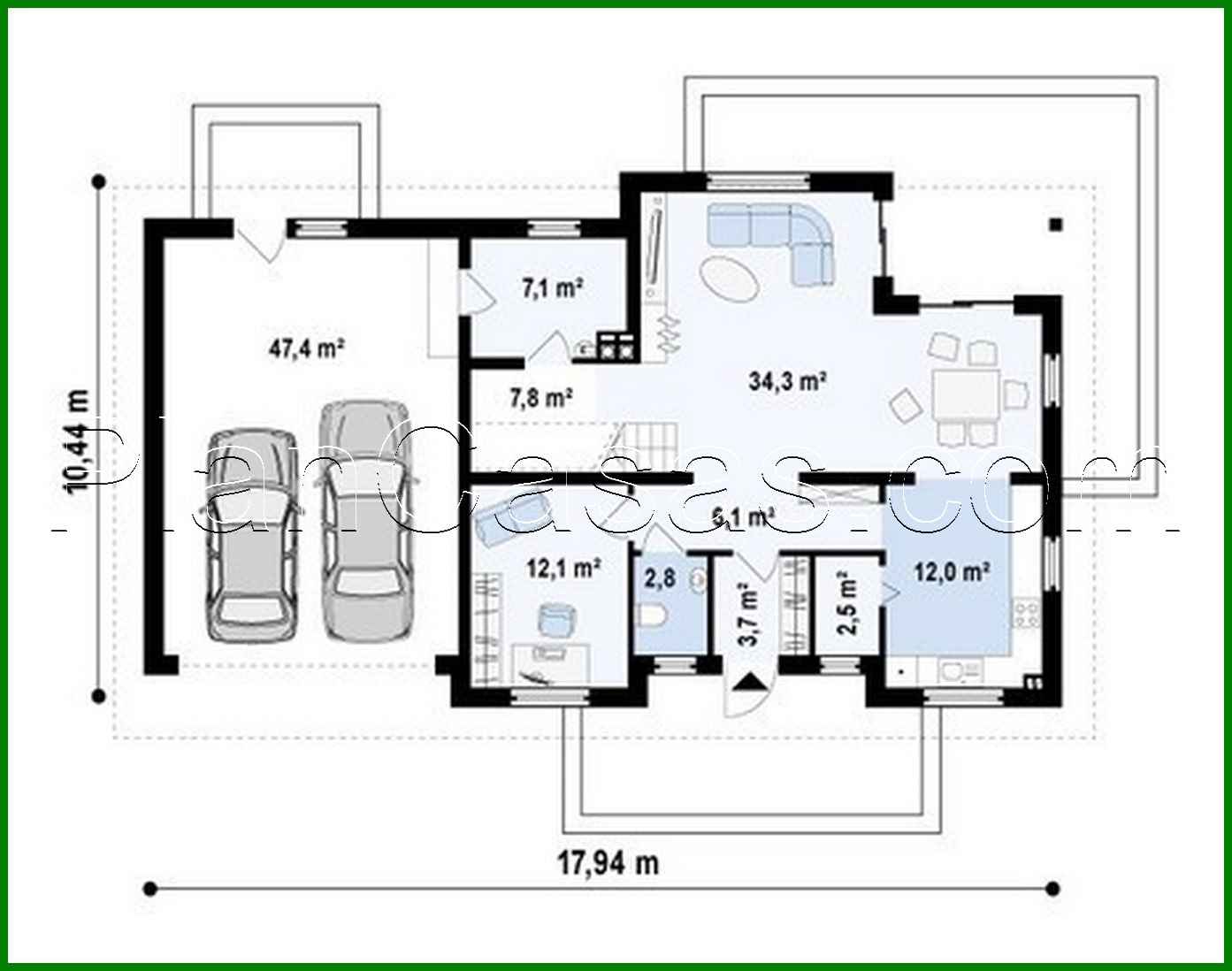 Visualization gallery - Project of a stylish cottage with a garage for two cars