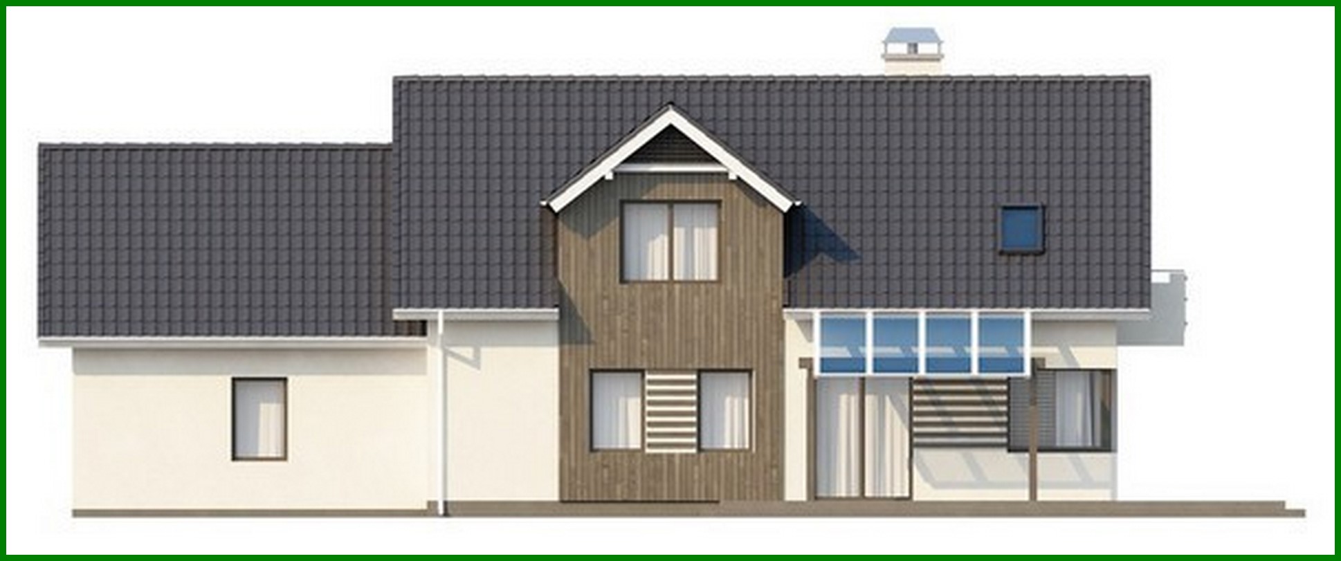 Visualization gallery - Project of a large cottage with a garage, an attic and an additional bedroom