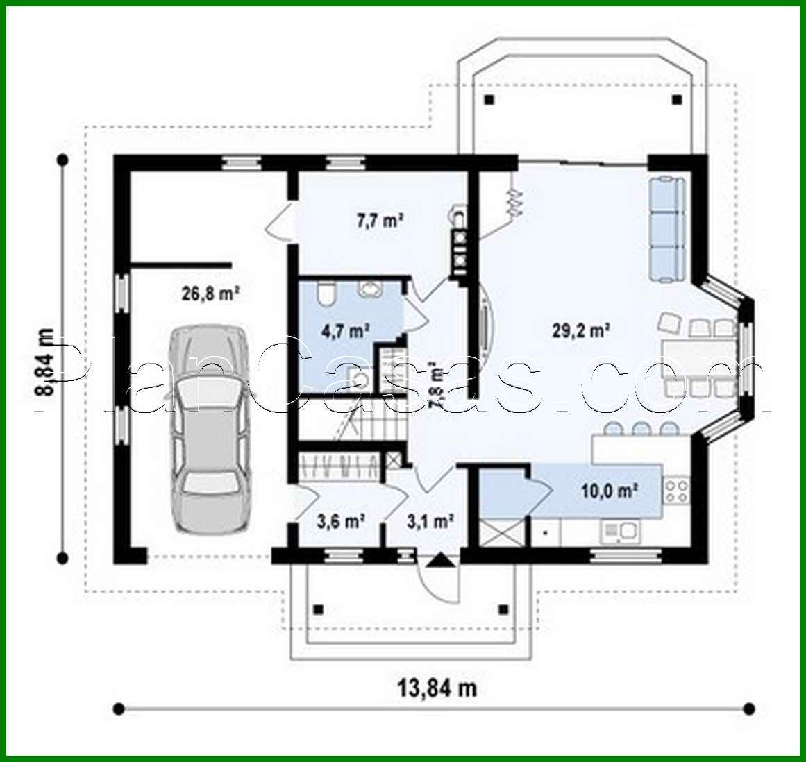 Visualization gallery - Cottage project with built-in garage, bay window and balcony