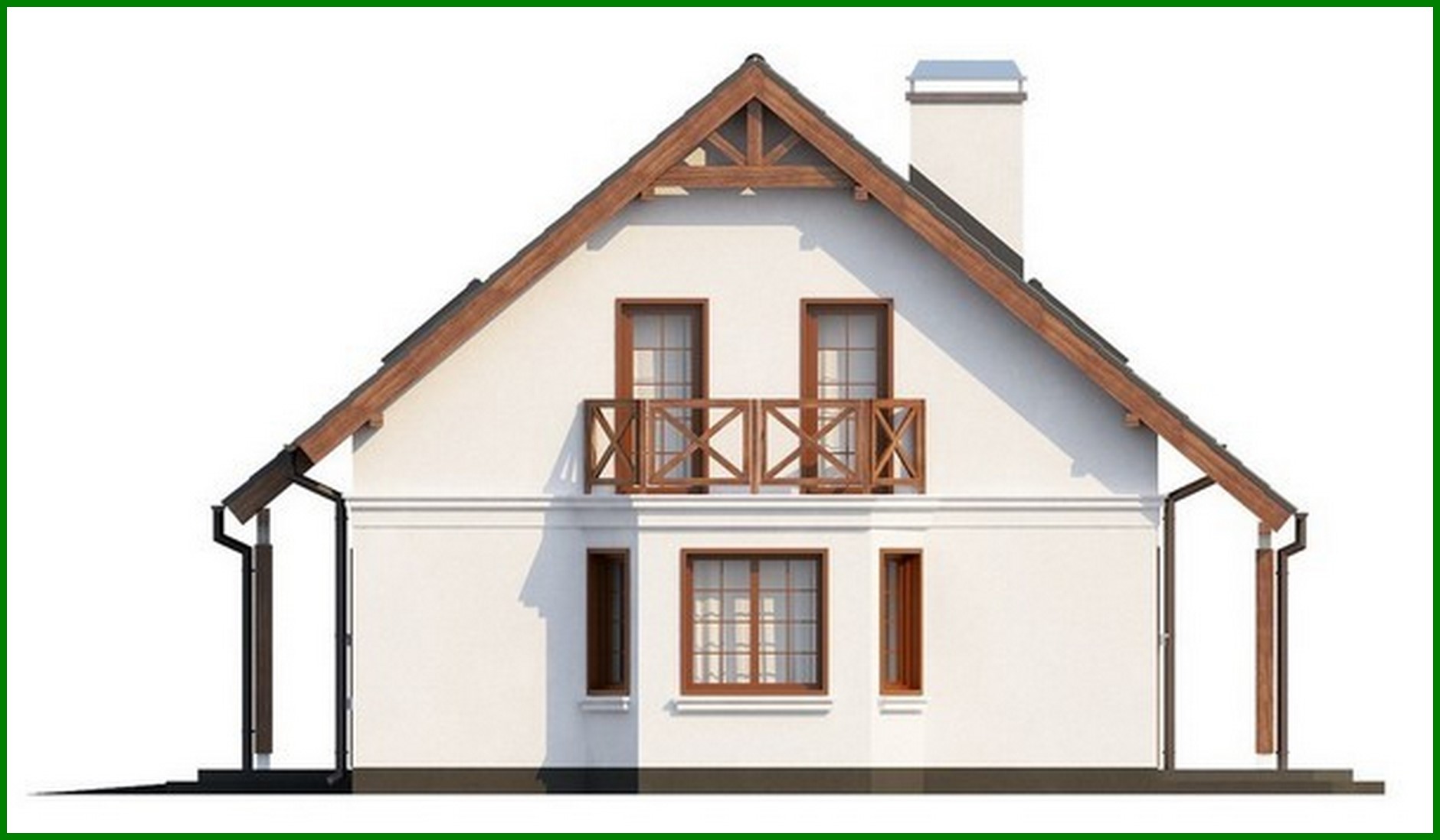 Visualization gallery - Cottage project with built-in garage, bay window and balcony