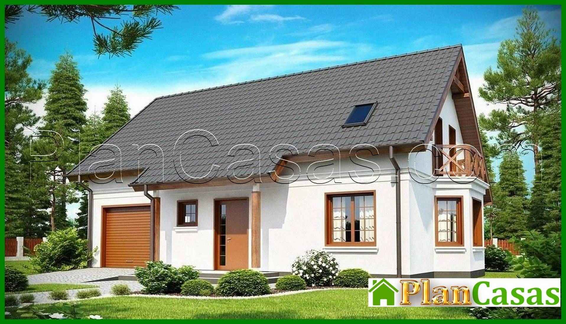 Visualization gallery - Cottage project with built-in garage, bay window and balcony