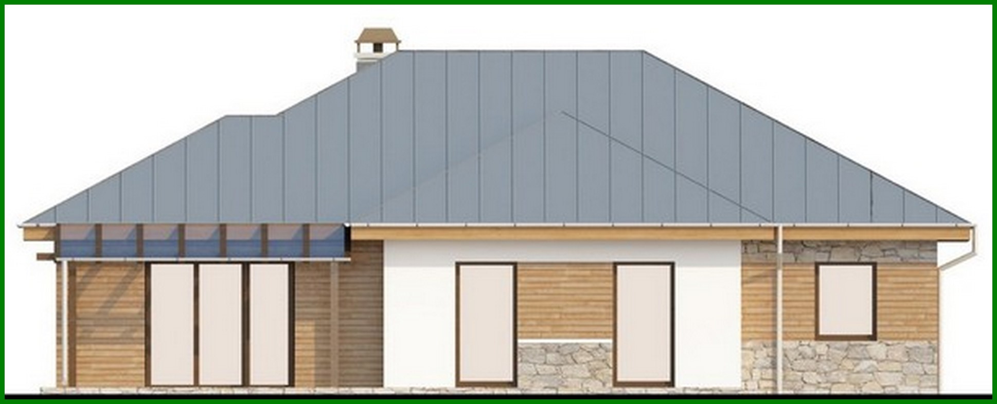 Visualization gallery - One-storey cottage project with a garage for two cars