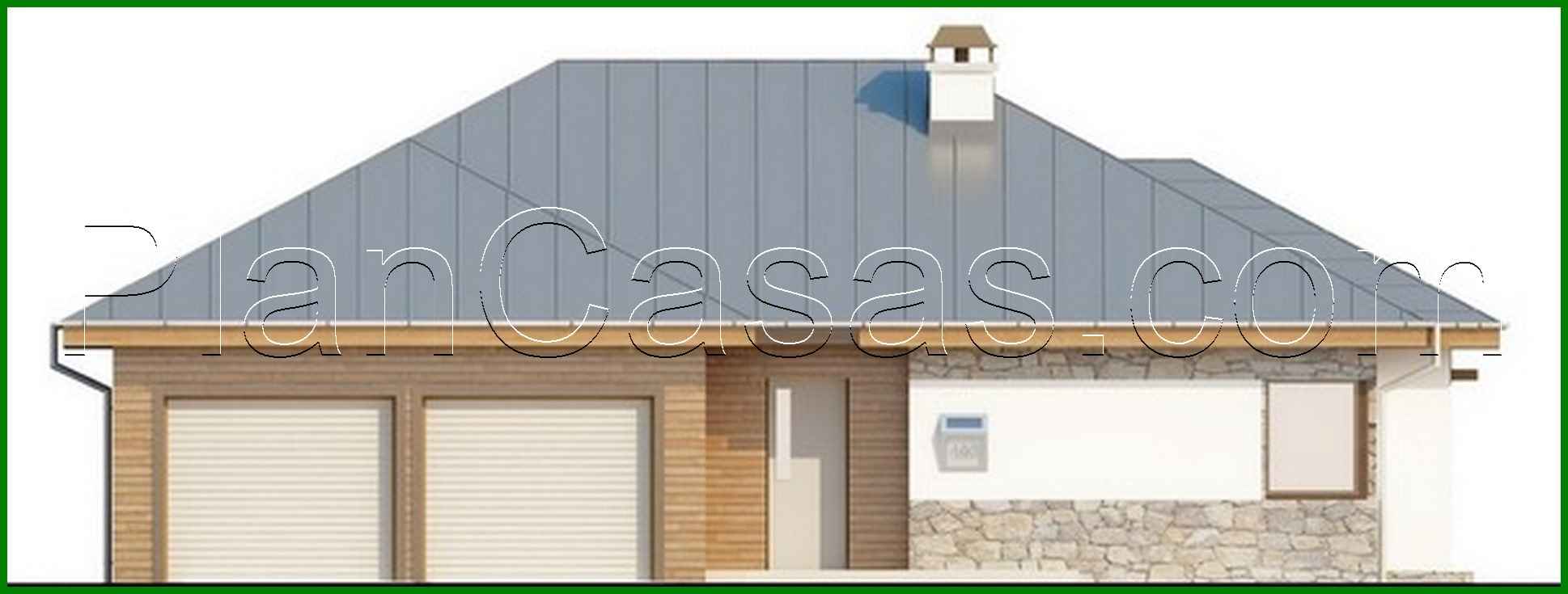 Visualization gallery - One-storey cottage project with a garage for two cars