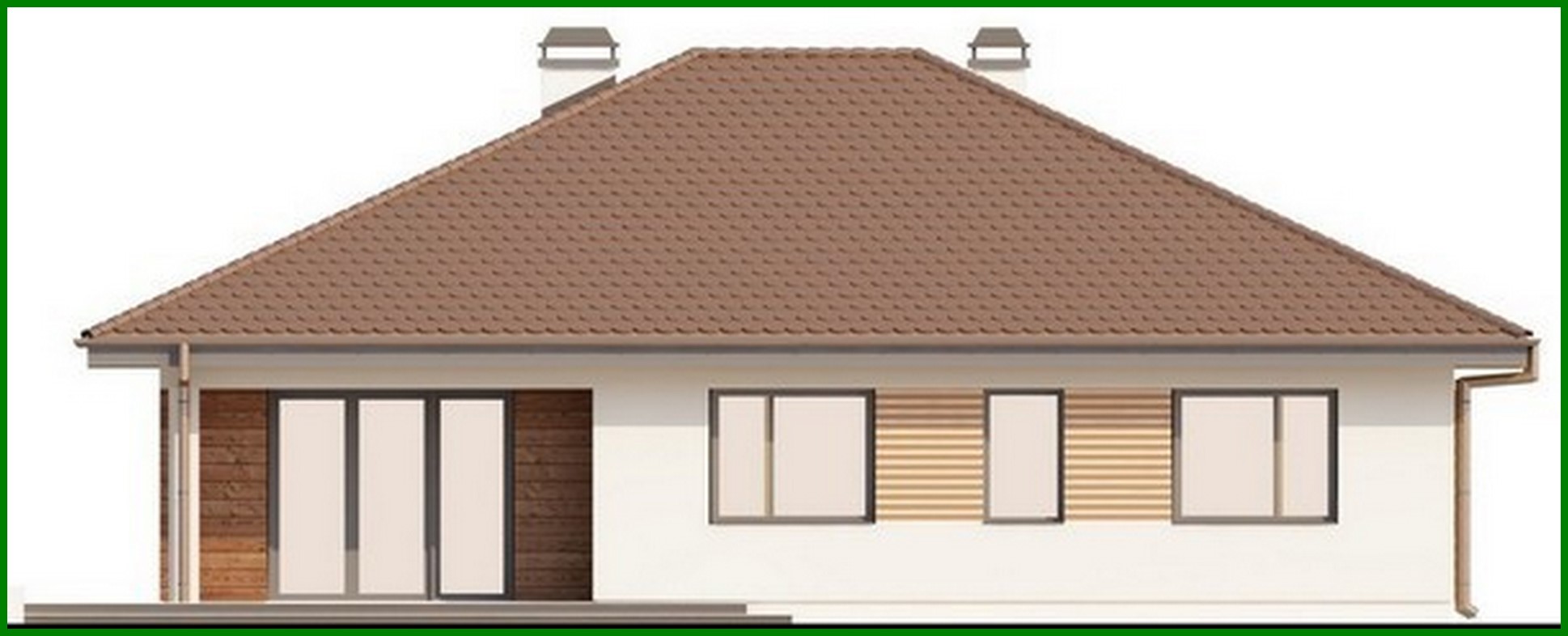 Visualization gallery - One-storey cottage project with a garage for two cars and a large utility room