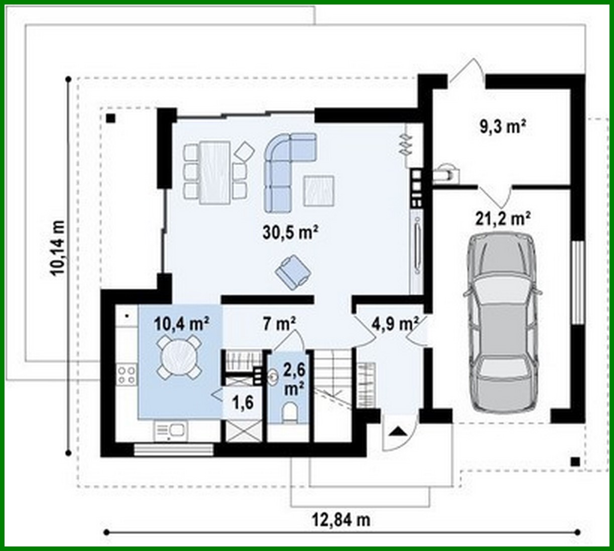 Visualization gallery - The project of a modern stylish small house with an attic, a garage for 1 car
