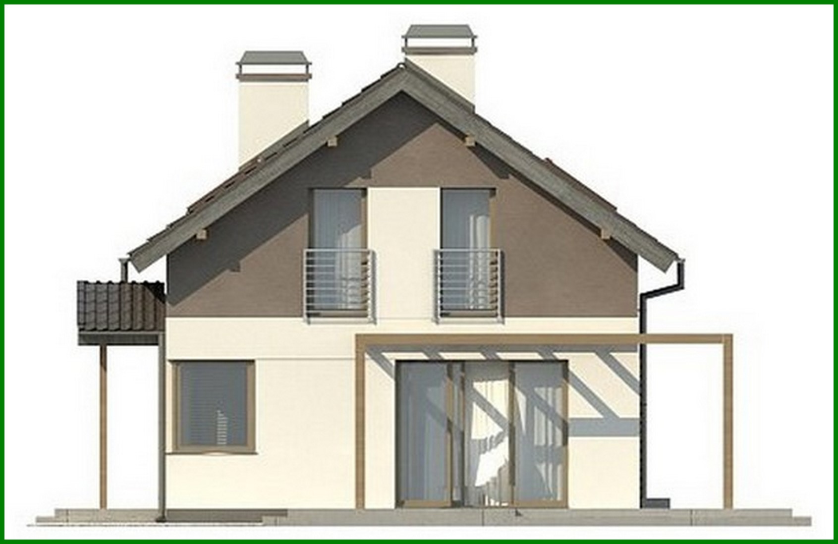 Visualization gallery - The project of a small country house with a corner window in the kitchen