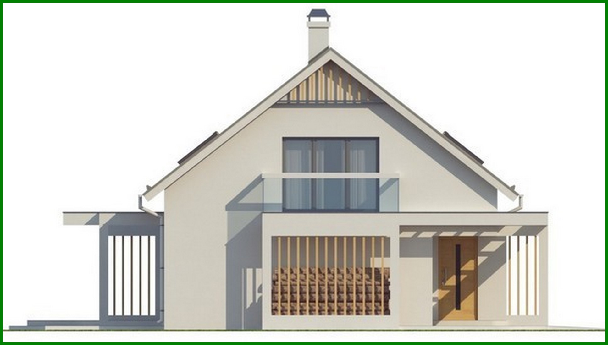 Visualization gallery - House project with garage, glass bay window and balconies