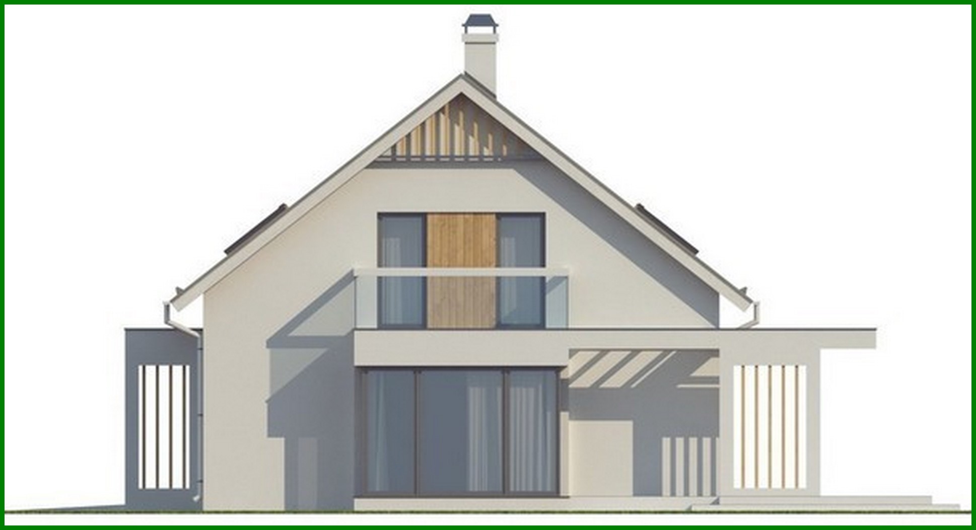 Visualization gallery - House project with garage, glass bay window and balconies