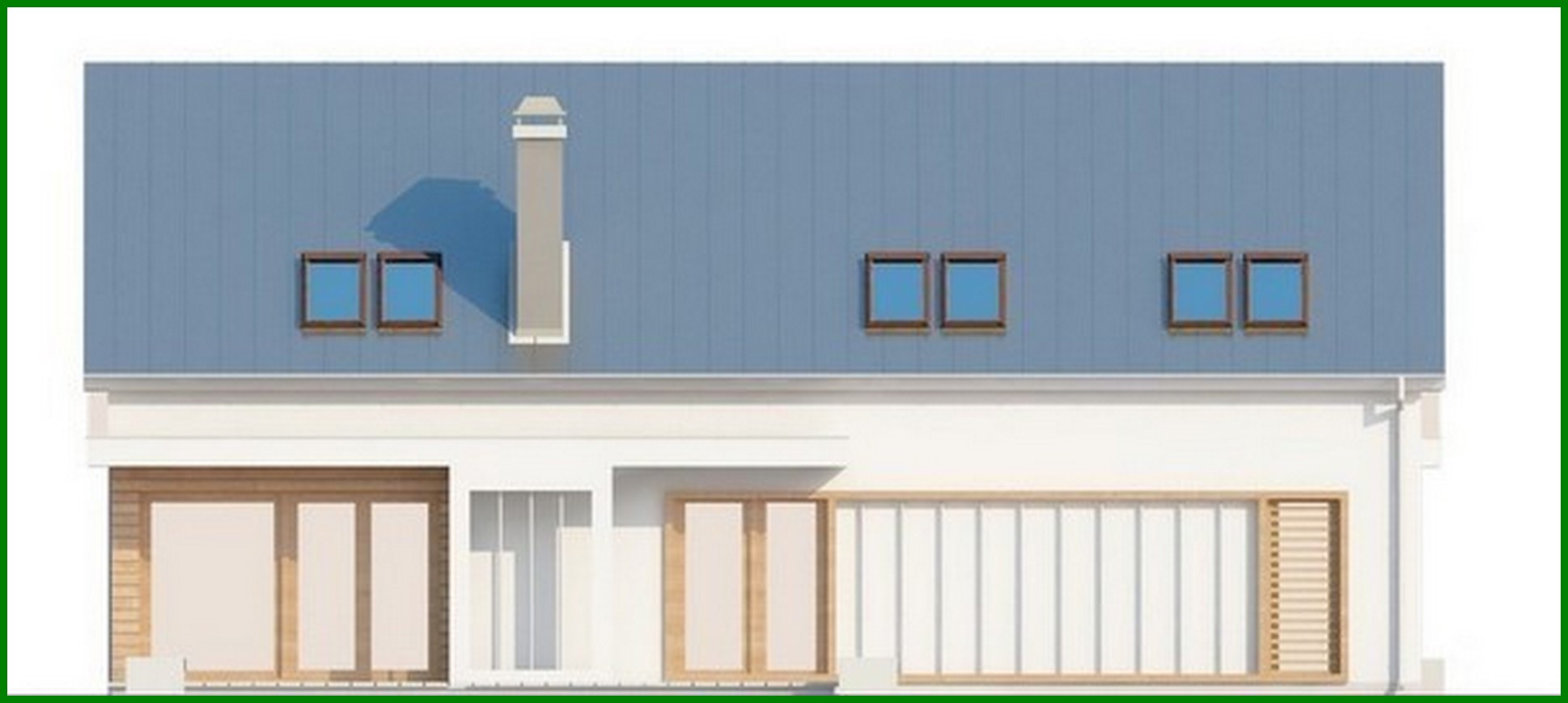 Visualization gallery - House project with a gable roof and a garage for two cars