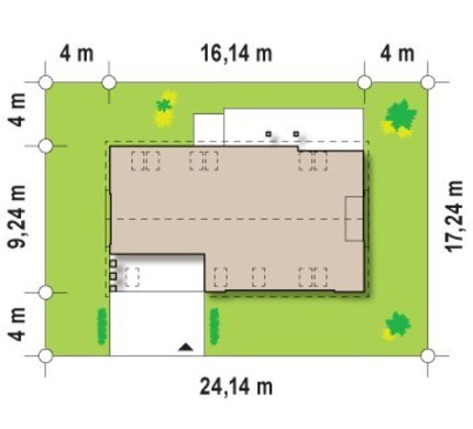 Visualization gallery - House project with a gable roof and a garage for two cars
