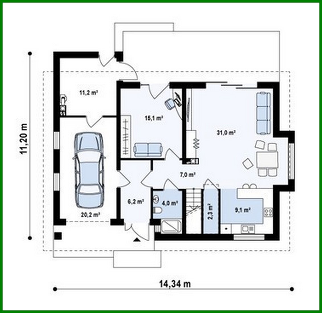 Visualization gallery - House project with an attic, a large technical room and an office