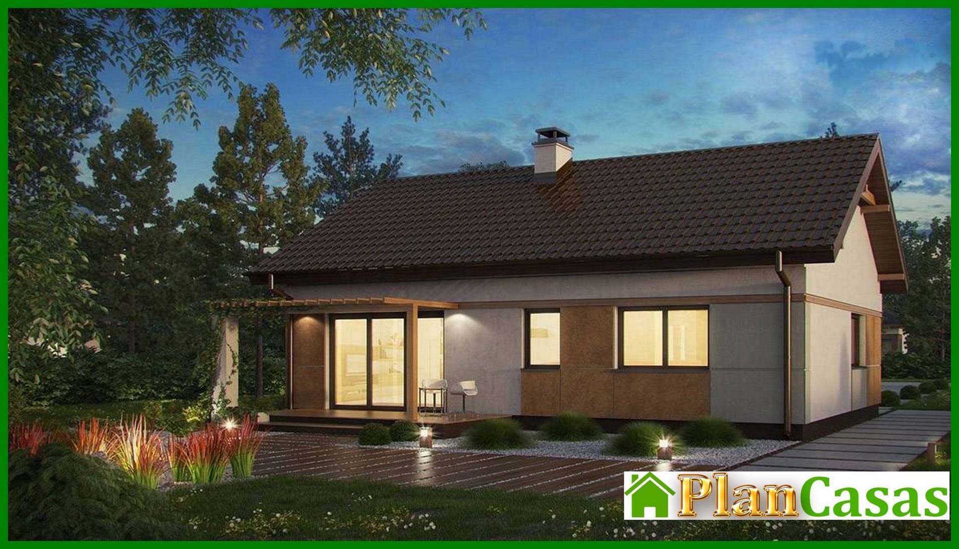 The project of a small neat one-story house with a gable roof house plan