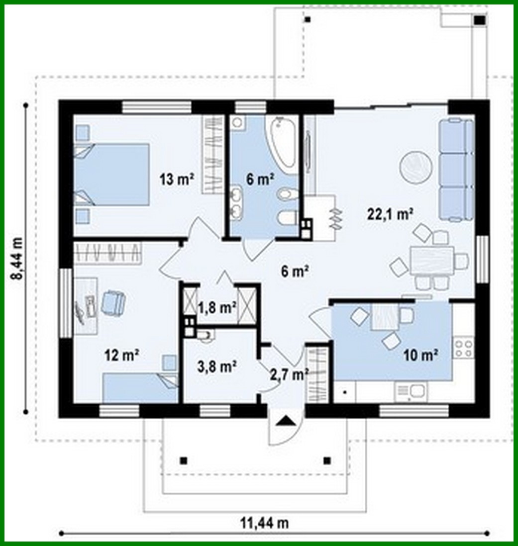 Visualization gallery - The project of a small neat one-story house with a gable roof