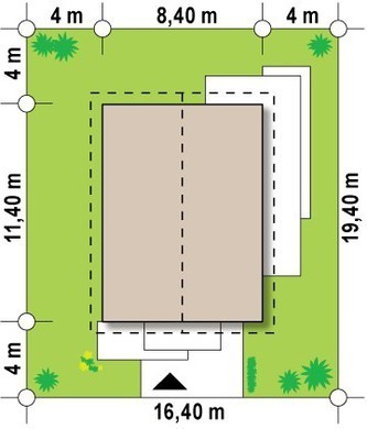 Visualization gallery - The project of a small one-story house with a convenient side entrance