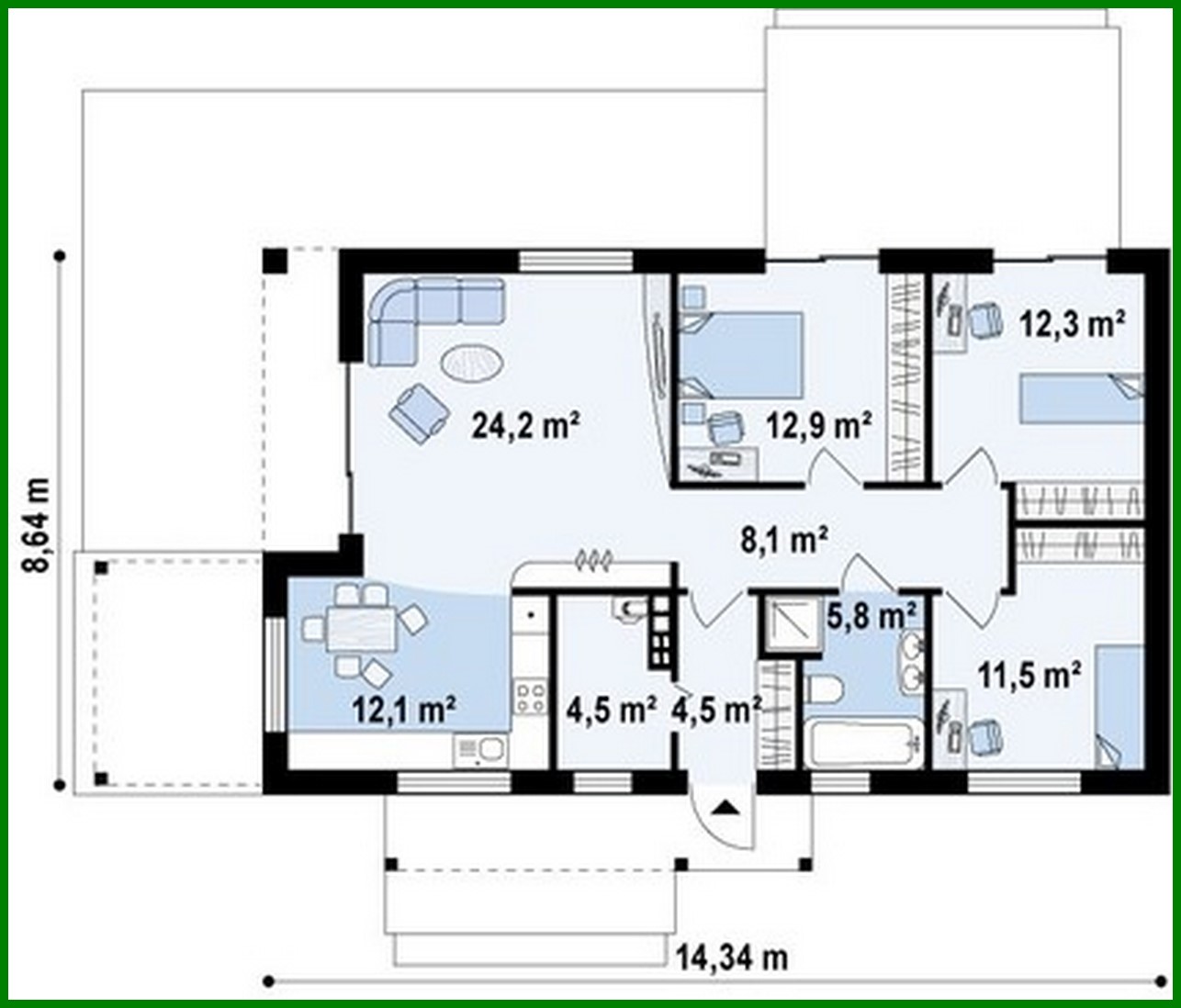 Visualization gallery - Project of a small modern one-story house