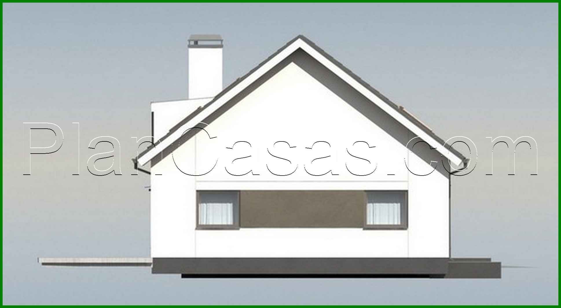 Visualization gallery - The project of a one-story house with an attic and a large front window in the living room