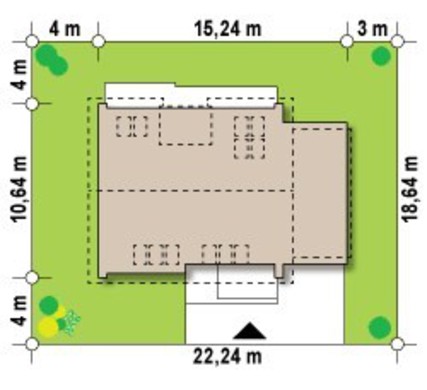 Visualization gallery - The project of a one-story house with an attic and a large front window in the living room