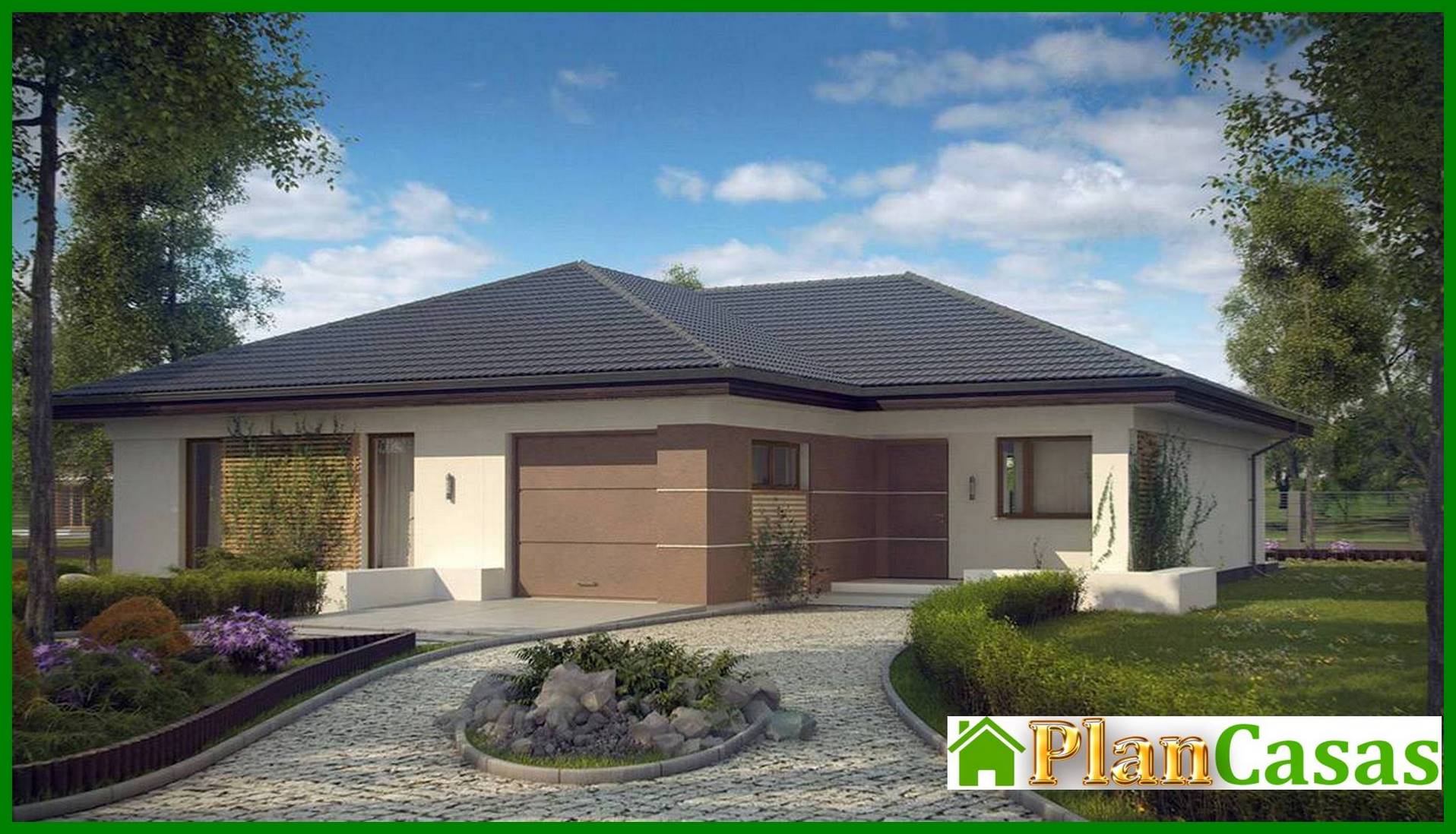 The project of a one-story house with a garage for one car house plan