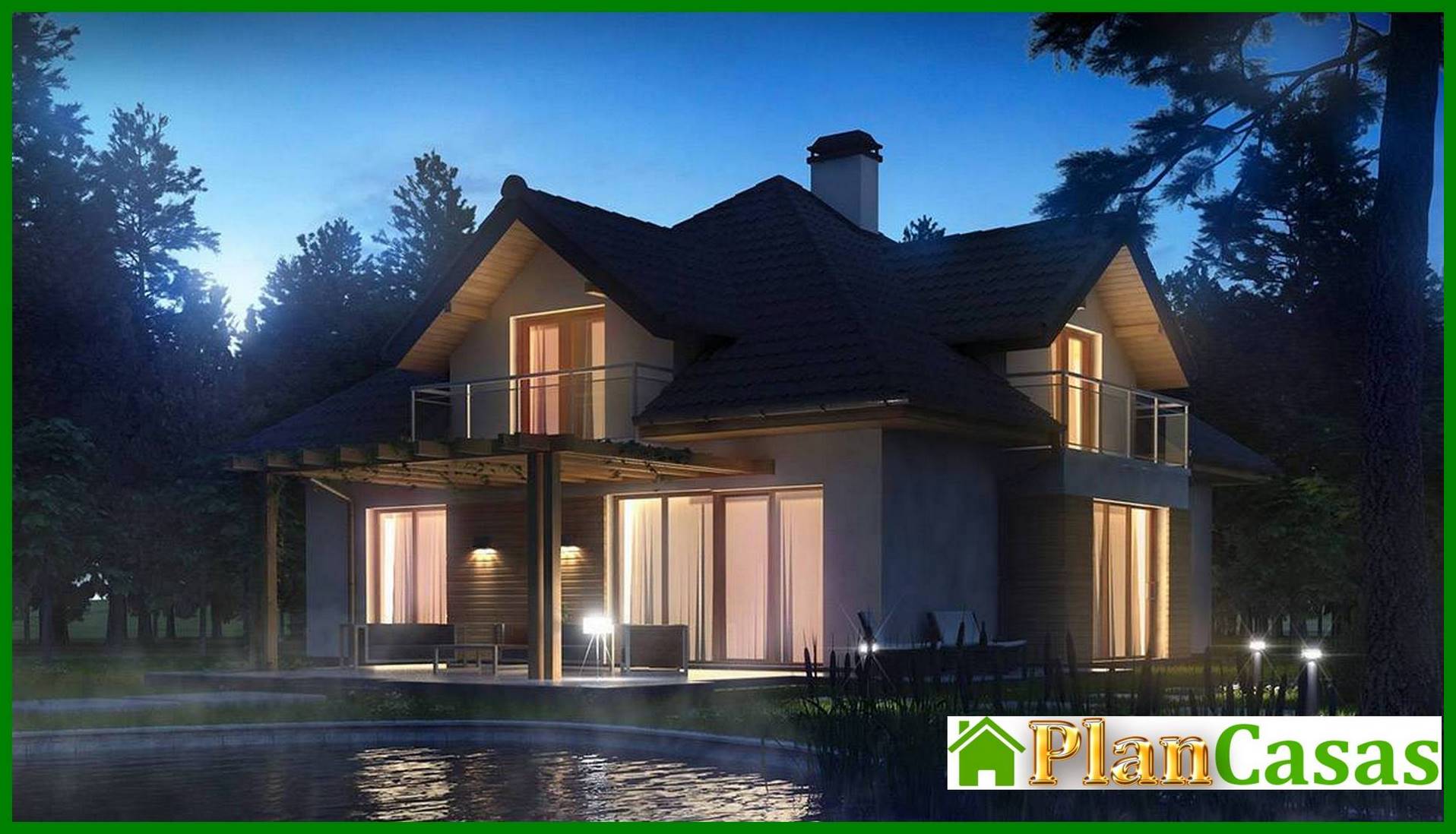 Visualization gallery - House project with facade windows and a garage for two cars