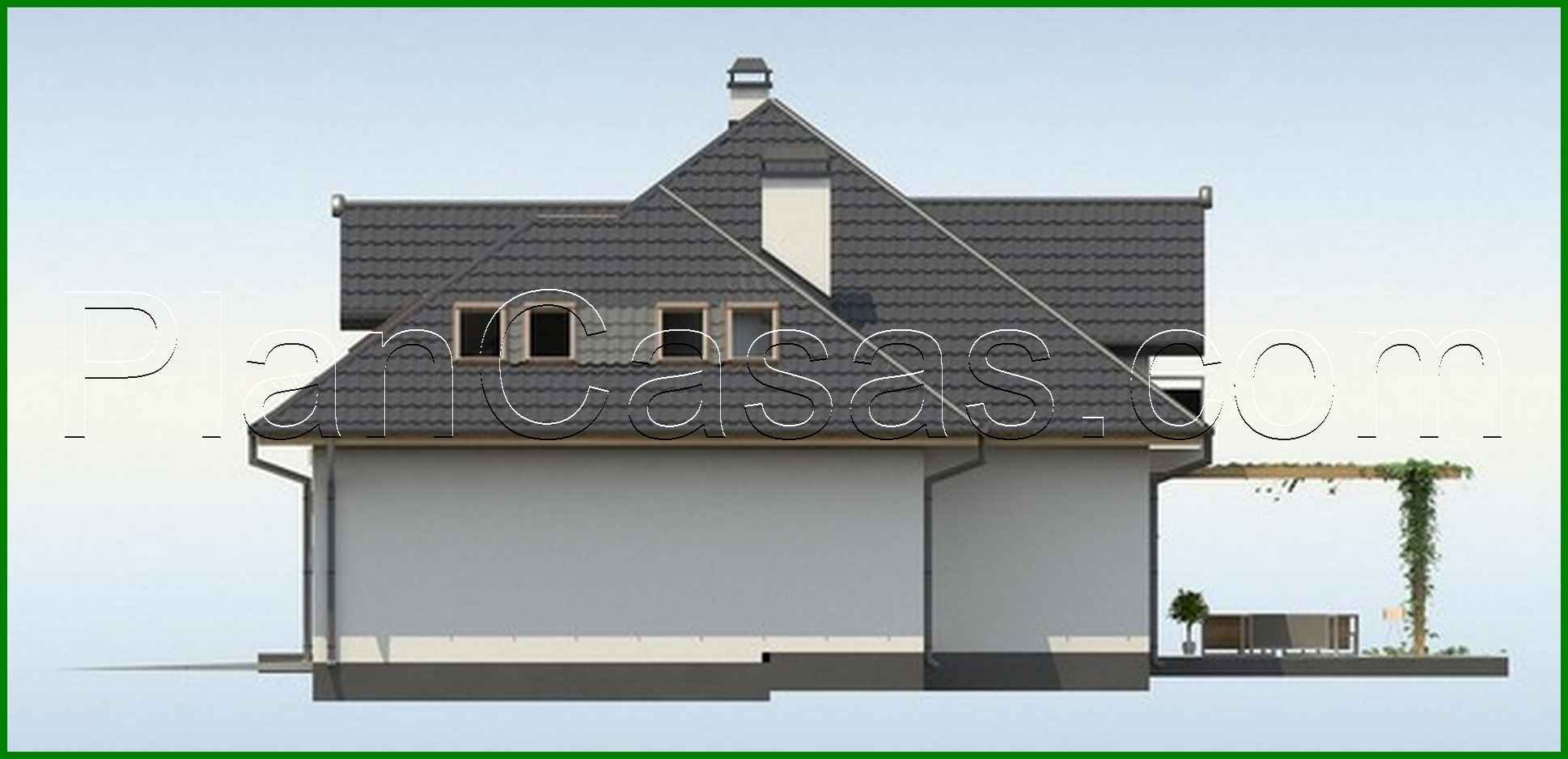 Visualization gallery - House project with facade windows and a garage for two cars