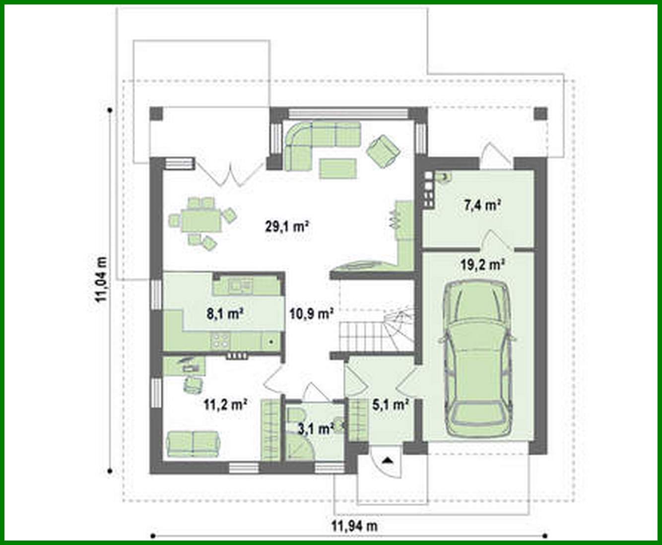Visualization gallery - House project with integrated garage and glazed living room